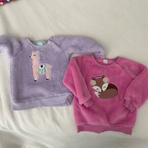PEKKLE Plush Kids Sweatshirt - Lavender Llama Pink Fox